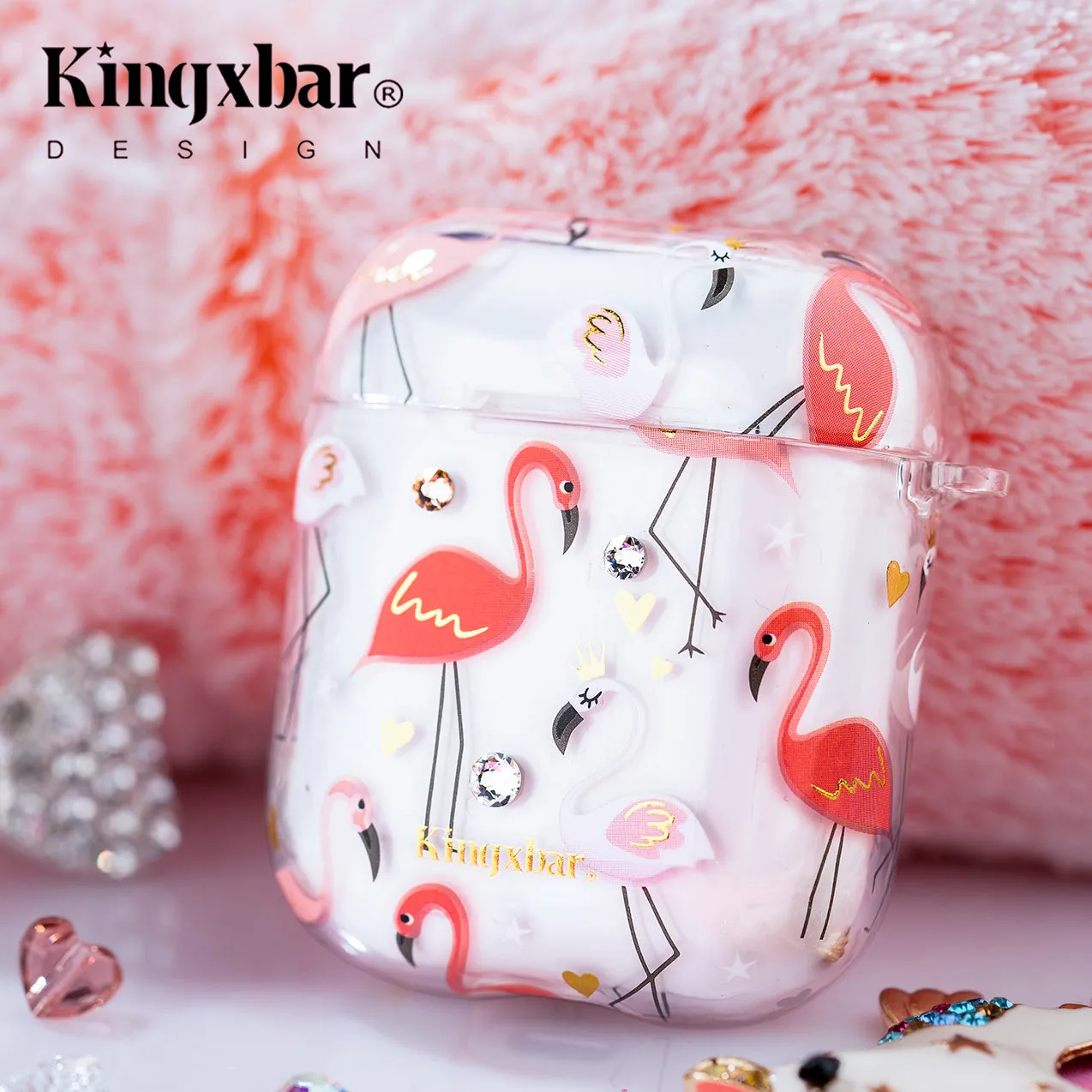 KINGXBAR Swarovski Crystals Ultra Thin Hard PC Apple AirPods 2&1 Charging Case Cover