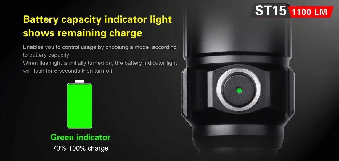 Klarus ST15 CREE XP-L HI V3 LED Flashlight 1100 Lumens