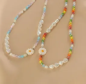 Ladies Multicolor Beads Pendant Sunflower Necklace SKAJ012