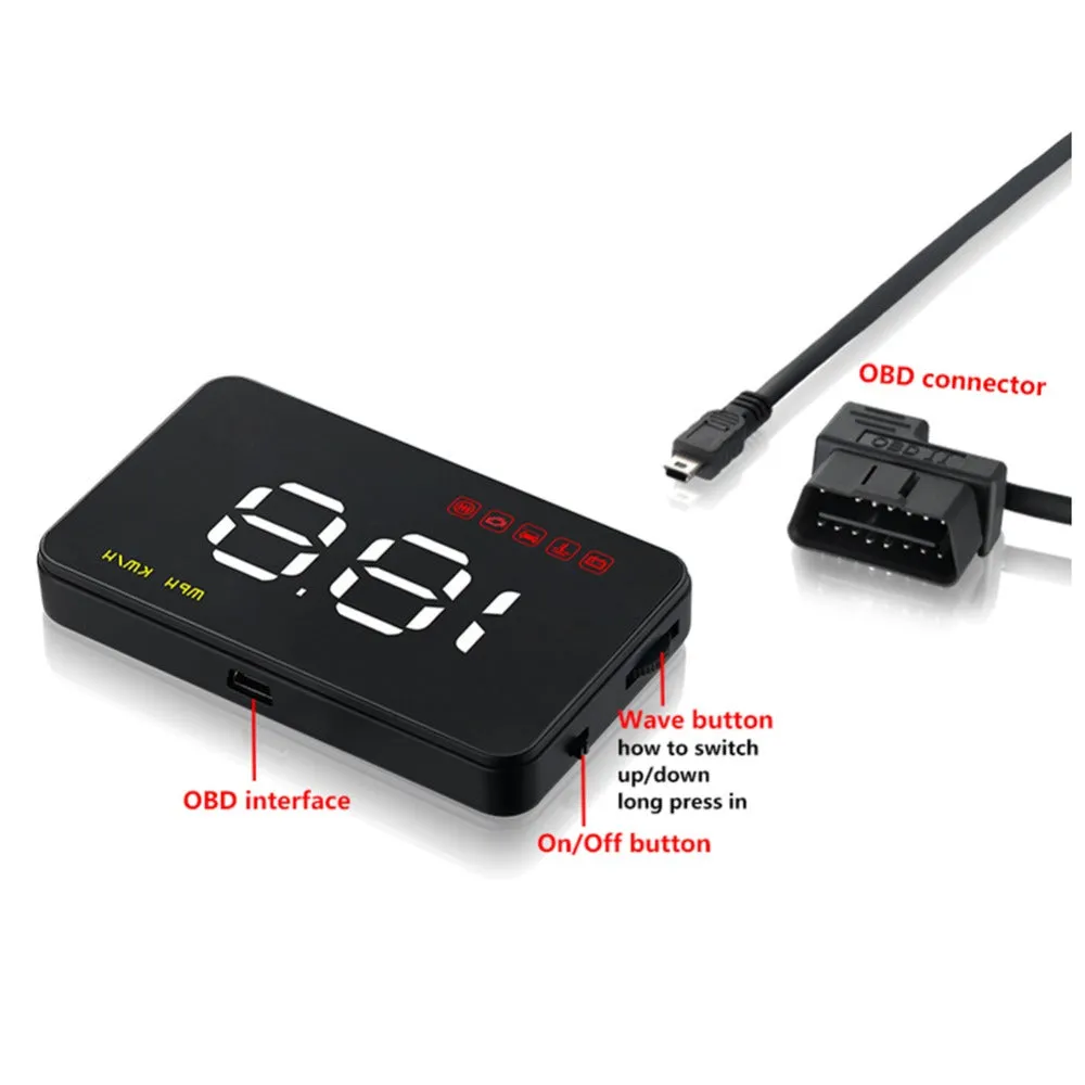 Latest High Quality Car Head Up Display HUD with Speedometer OBD Auto 3.5" Windshield Projector