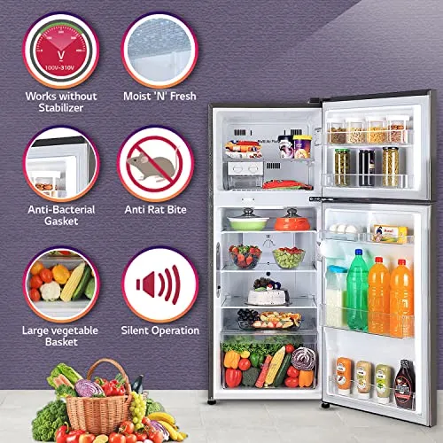 LG 242 L 3 Star Smart Inverter Frost-Free Double Door Refrigerator (GL-I292RPZX, Shiny Steel, Door Cooling )