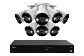 Lorex Fusion 4K (16 Camera Capable) 3TB Wired NVR System with Bullet Cameras Featuring Smart Deterrence and Two-Way Talk