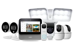 Lorex Smart Home Security Center with 2 Outdoor Cameras, 2 2K Pan-Tilt Indoor Cameras, 2K Doorbell and Floodlight Camera