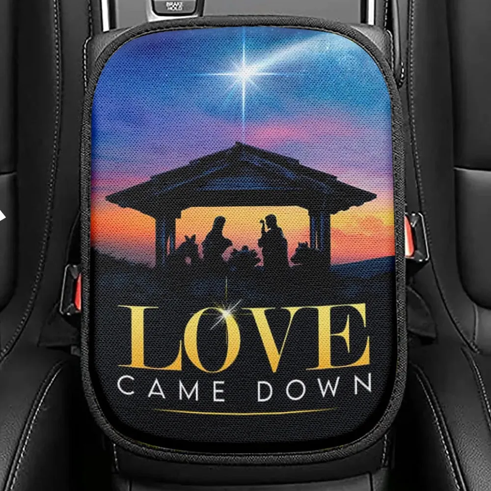 Love Came Down Christian Christmas Seat Box Cover, Bible Verse Car Center Console Cover, Scripture Interior Car Accessories