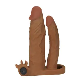 Lovetoy Realistic Feel Flesh Brown Vibrating Double Pleasure Penis Extender