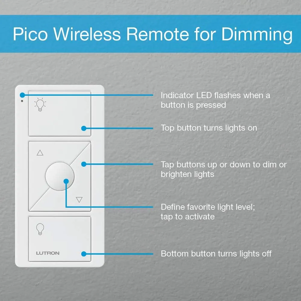 Lutron Pico Smart Remote Control for Caseta Smart Dimmer Switch | PJ2-3BRL-GBL-L01 | Black