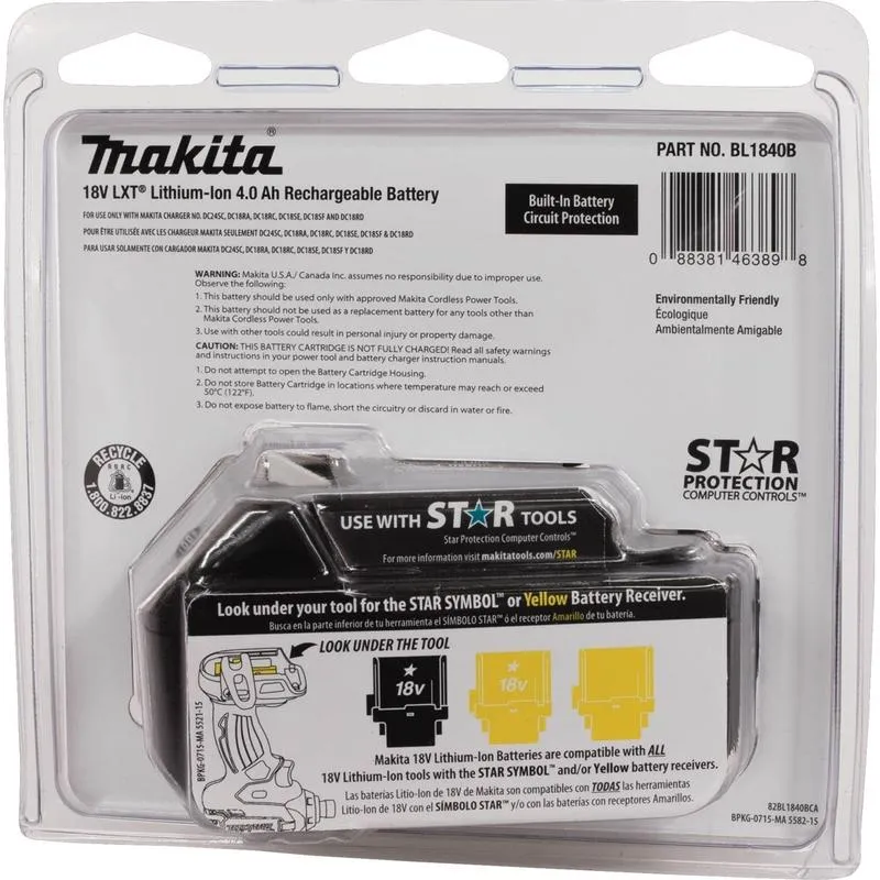 Makita 18V LXT 4 amps Lithium-Ion Slide Battery 1 pc