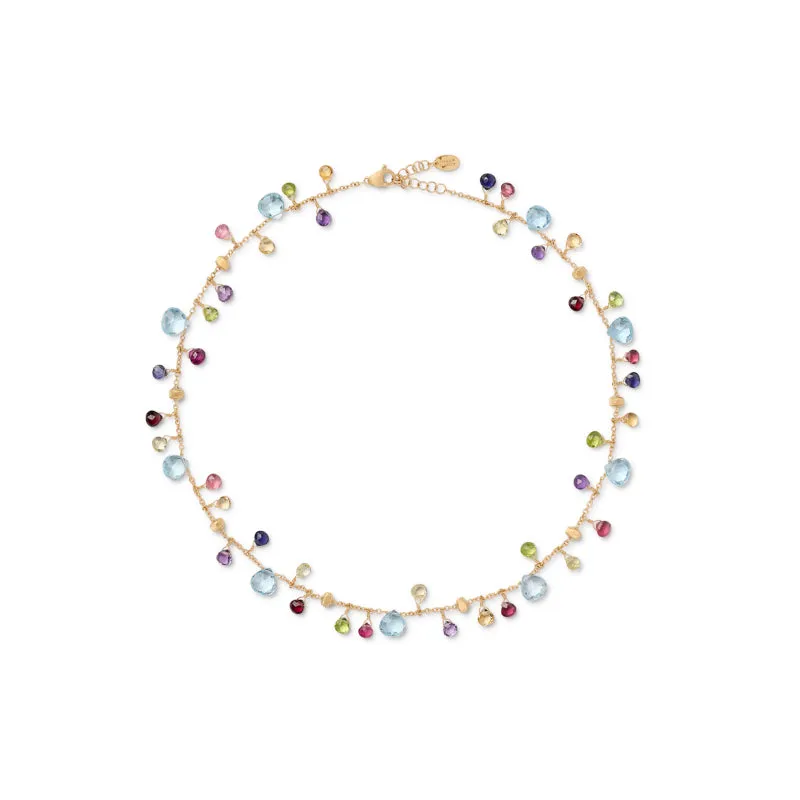 Marco Bicego Paradise Collection 18K Yellow Gold Blue Topaz and Mixed Gemstone Single Strand Necklace