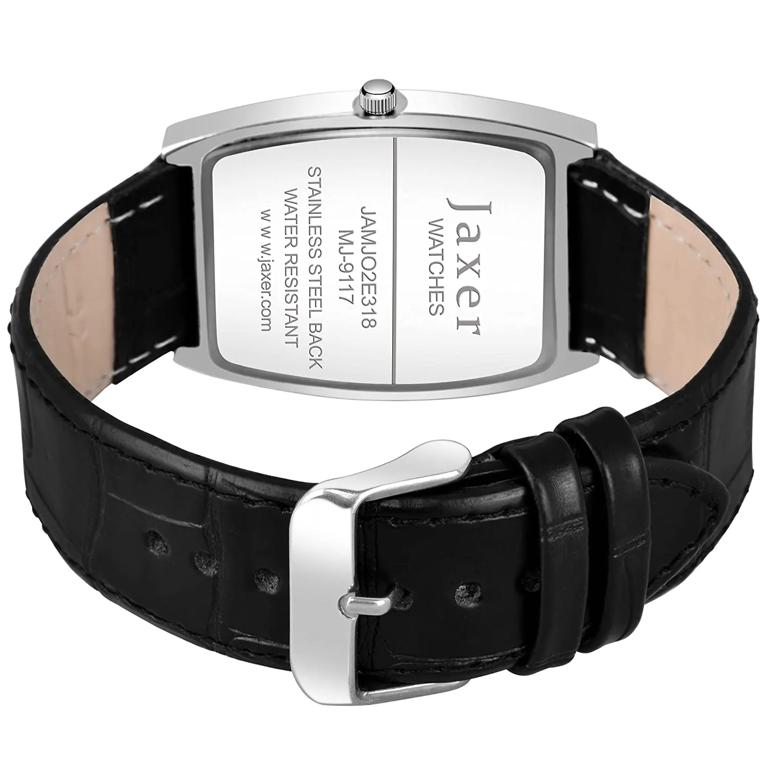 Men's Classic Analogue Watch with a White Dial and Black Leather Strap - JXRM2152