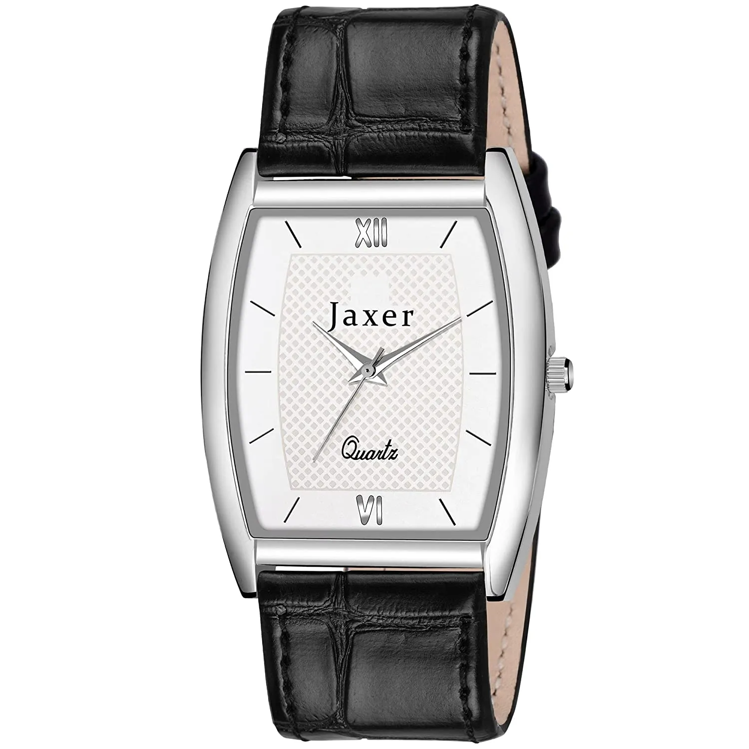 Men's Classic Analogue Watch with a White Dial and Black Leather Strap - JXRM2152