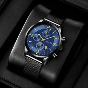 Mesh Strap Calendar Quartz Simple Casual All-match Men's Watch