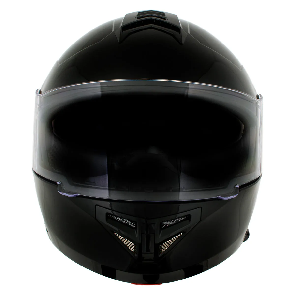 Milwaukee Helmets H7000 Glossy Black 'Mayday' Modular Motorcycle Helmet w/ Intercom - Built-in Speaker and Microphone for Men / Women