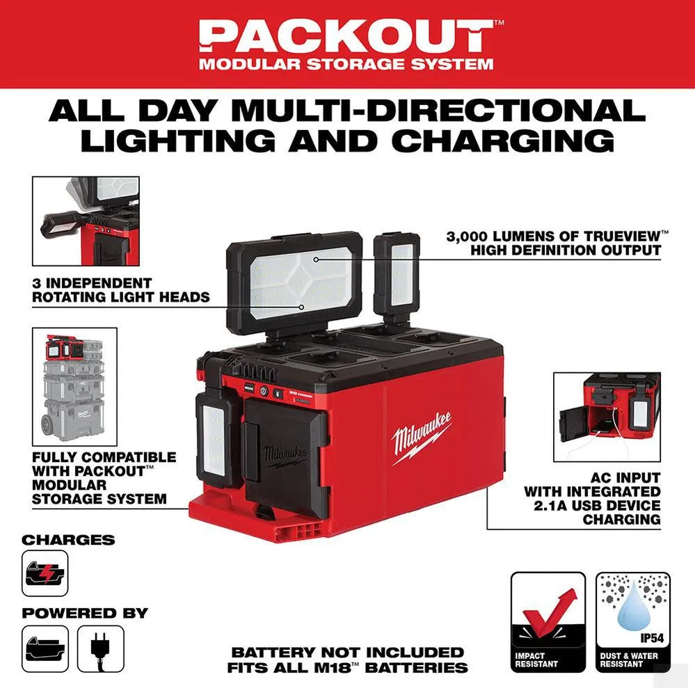 MILWAUKEE M18 18 Volt Lithium-Ion Cordless PACKOUT Light/Charger - Tool Only [2357-20]