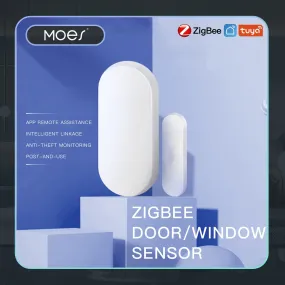 MOES Tuya ZigBee/Wifi Smart Window Door Gate Sensor Detector Smart Home Security Alarm System Smart Life Tuya App Remote Control