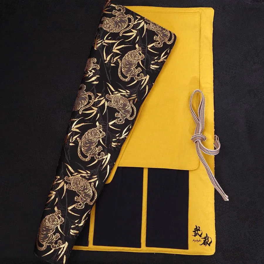 Musashi Japanese Style Kitchen Knife Roll Tiger 4 Pockets Handmade