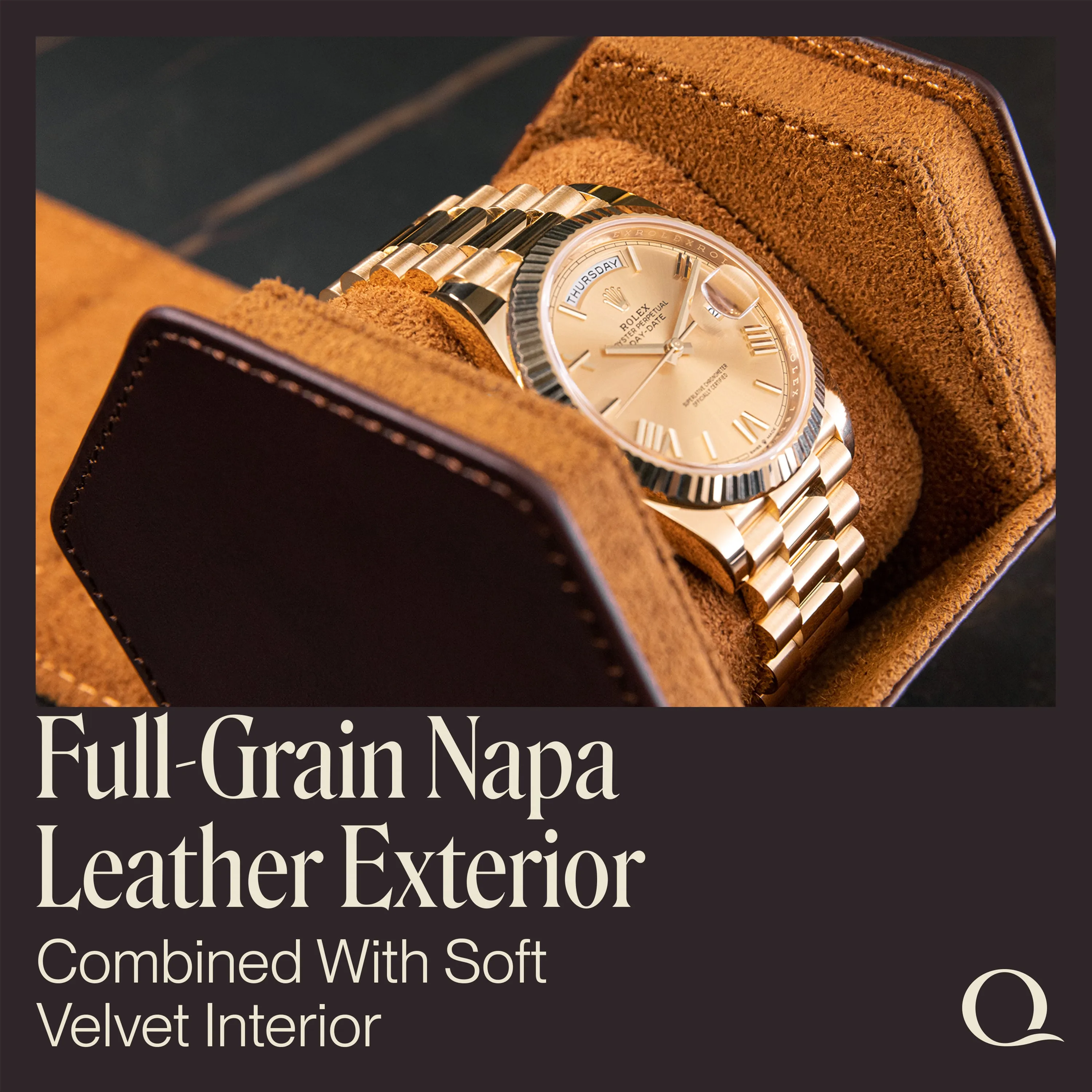 Napa Leather Watch Case for Men - Single Slot Luxury Watch Roll Storage Organizer & Display