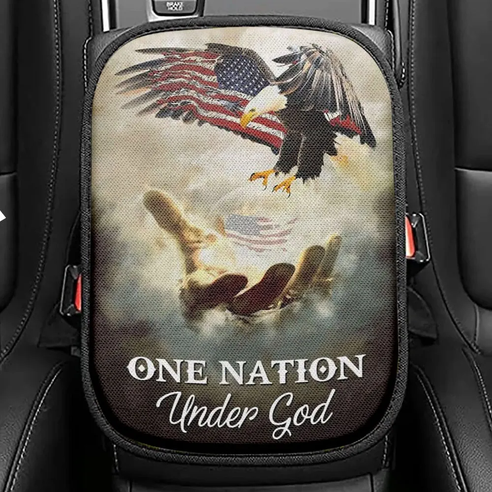 One Nation Under God Seat Box Cover, Bible Verse Car Center Console Cover, Scripture Interior Car Accessories