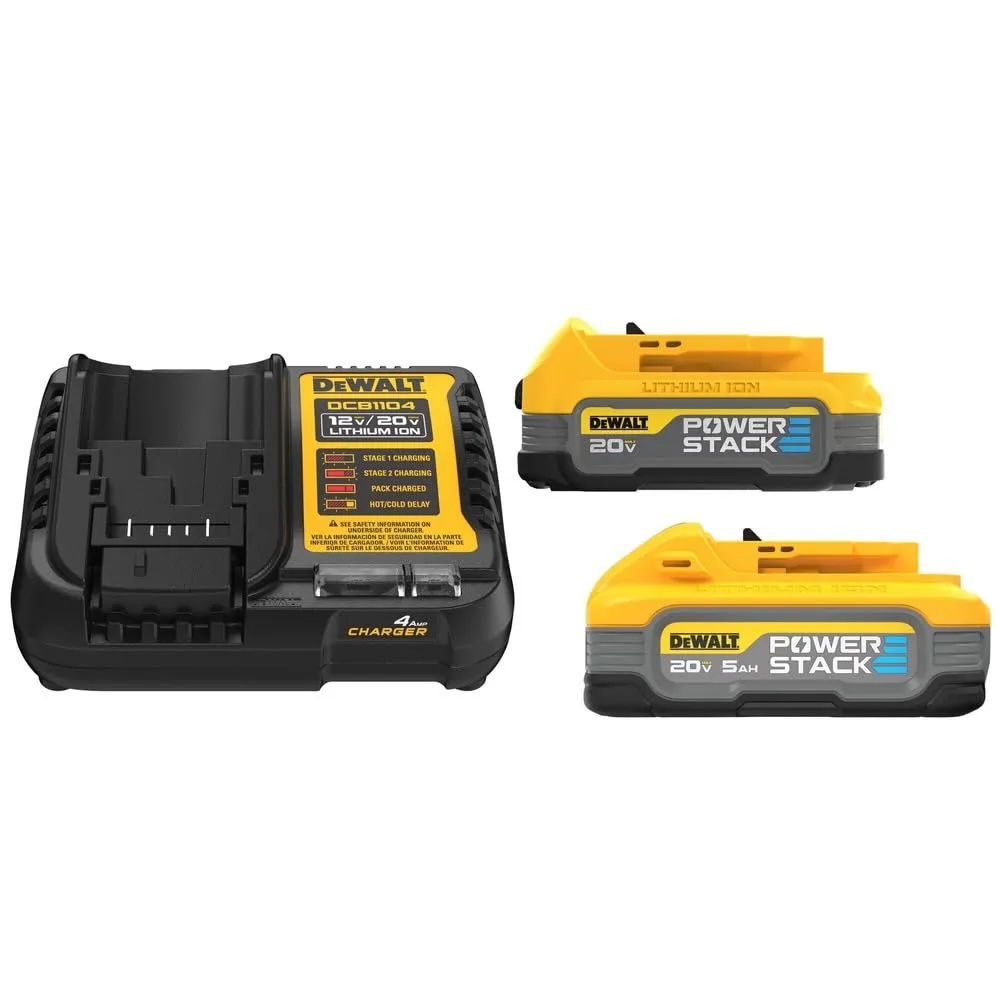 Open Box -  DEWALT Powerstack 20-Volt Lithium-Ion 5.0 Ah and 1.7 Ah Batteries and Charger