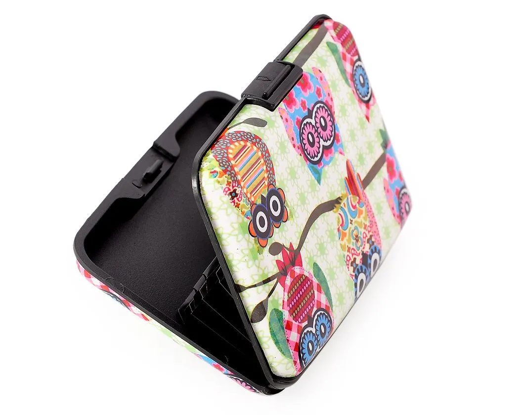 Owl Printed Business Card Case - Green