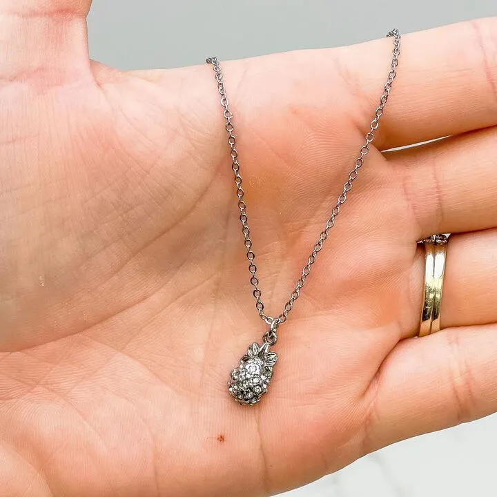 Petite Pineapple Pendant Necklace - Silver