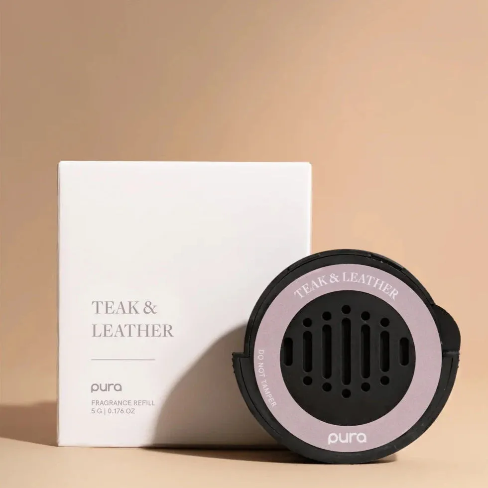 Pura | Fragrance Insert for Car Diffuser Device | Teak & Leather