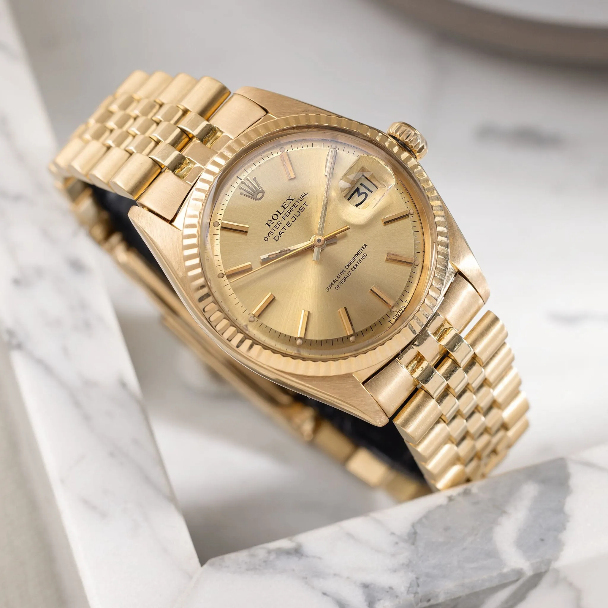 Rolex Datejust 1601 /8 Yellow Gold Champagne Dial