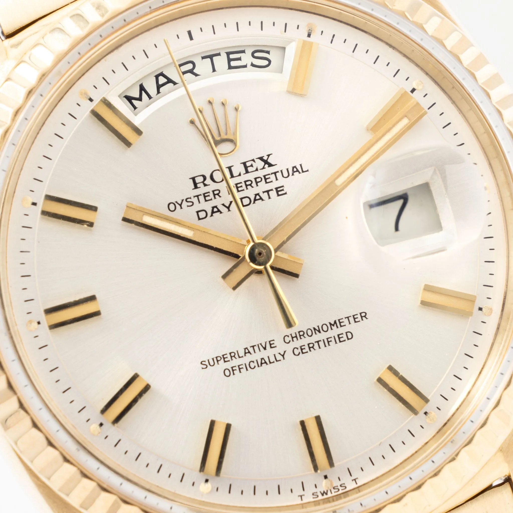 Rolex Day-Date Wide Boy Silver Soleil Dial Ref 1803