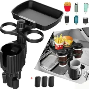 Rotatable Twin Car Cup Holders with Food Tray