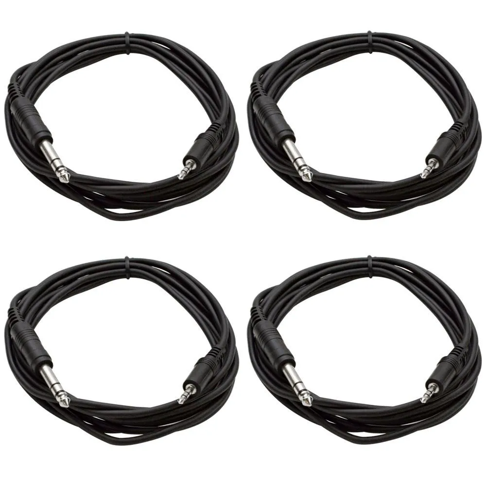 SA-iERQM10 - Four Pack of 1/8" (3.5mm) Stereo Male to 1/4" Male Patch Cable - 10 Foot