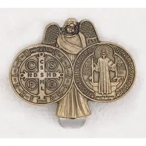 Saint Benedict - Guardian Angel - Brass Tone - Visor Clip - Pack of 3