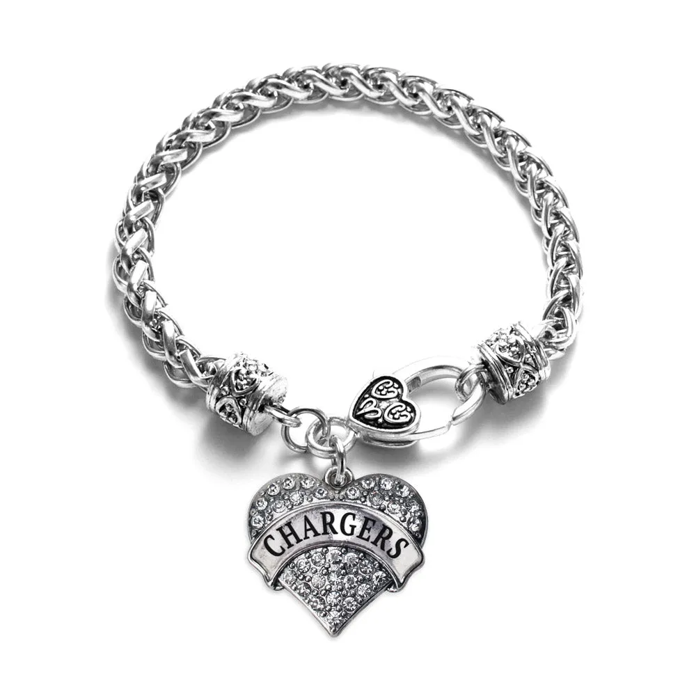 Silver Chargers Pave Heart Charm Braided Bracelet