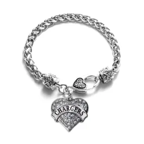 Silver Chargers Pave Heart Charm Braided Bracelet