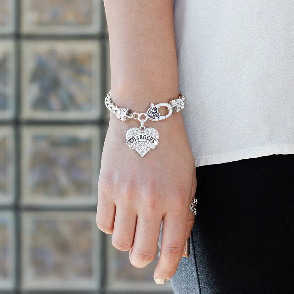 Silver Chargers Pave Heart Charm Braided Bracelet