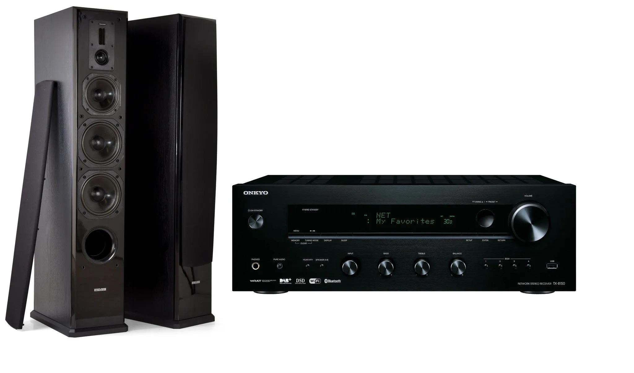 Stereo komplektas - stiprintuvas ONKYO TX-8150, su kolonėlėm Dynavoice DF-6