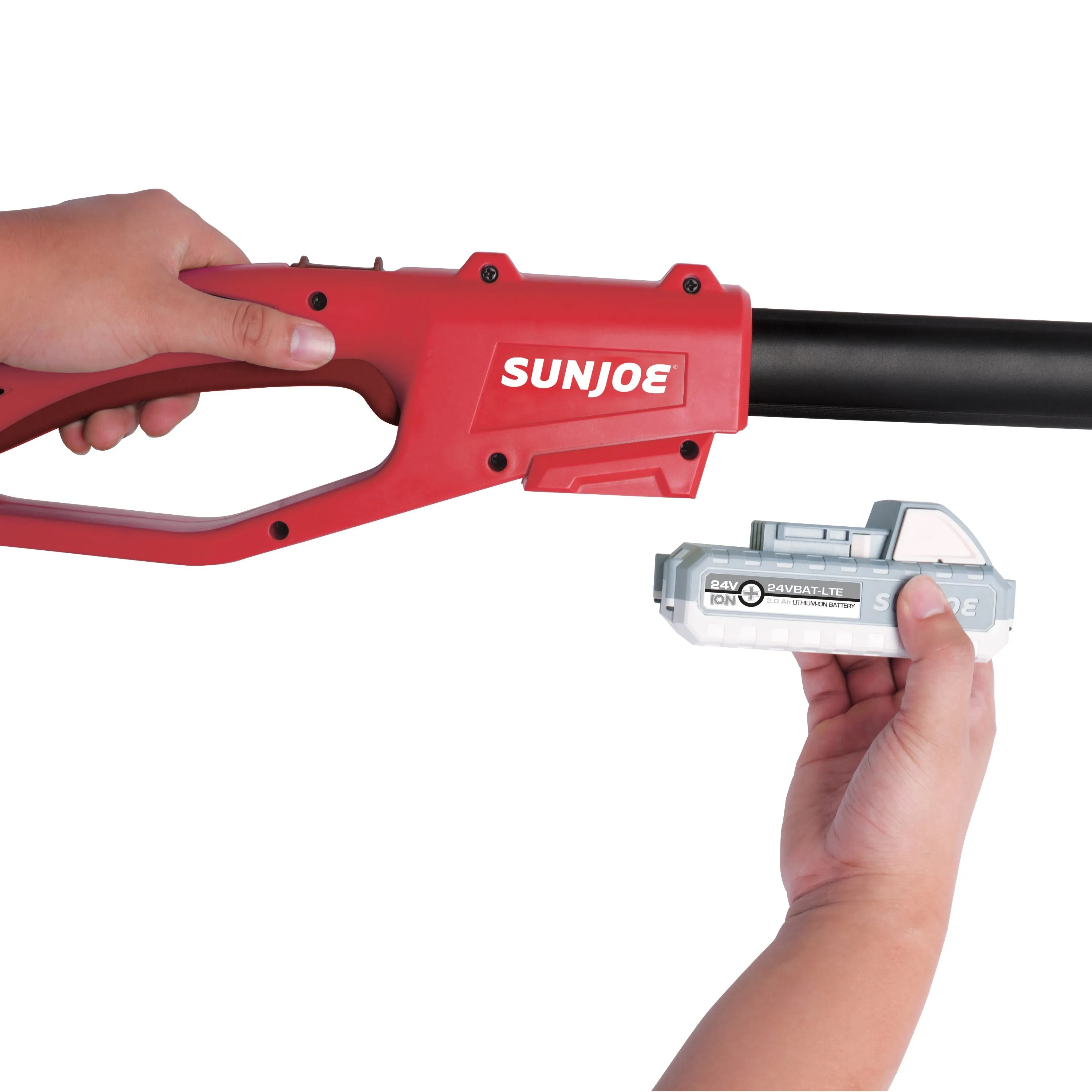 Sun Joe 24V-PS8-LTE-RED 24-Volt iON  Cordless Telescoping Pole Chainsaw Kit | 8-Inch | W/ 2.0-Ah Battery and Charger (Red)