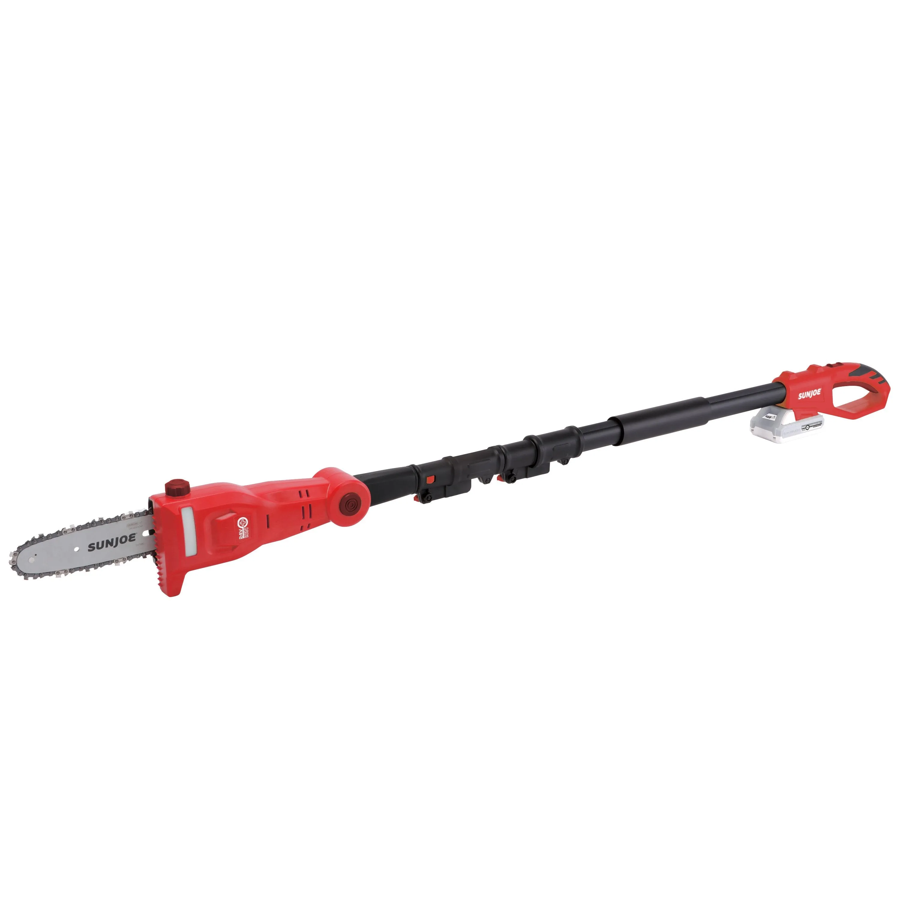 Sun Joe 24V-PS8-LTE-RED 24-Volt iON  Cordless Telescoping Pole Chainsaw Kit | 8-Inch | W/ 2.0-Ah Battery and Charger (Red)