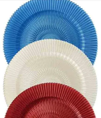 Sunburst Glass Charger Plate 4/Pack, (4 colors)