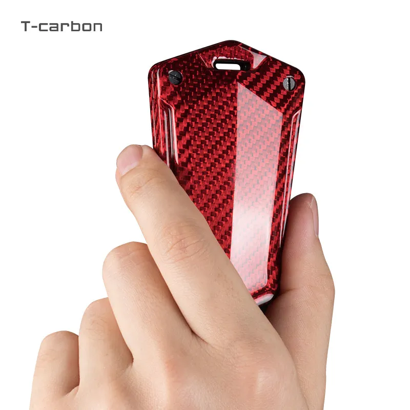 T-carbon genuine carbon fibre key cover and keychain Compatible for A6, A6L, A7, E-Tron, A8, Q8 2019-2022 smart key (TCarbon82)