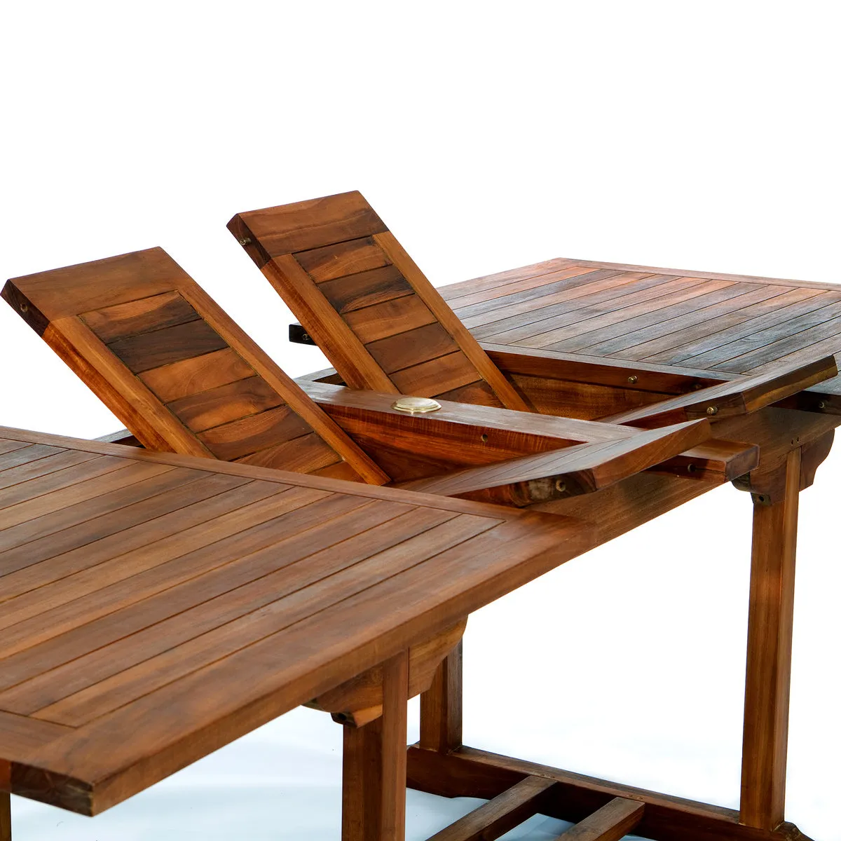 Teak Butterfly Leaf Extension Table, Extends 72", 83" & 95", Seats 8/10 People.