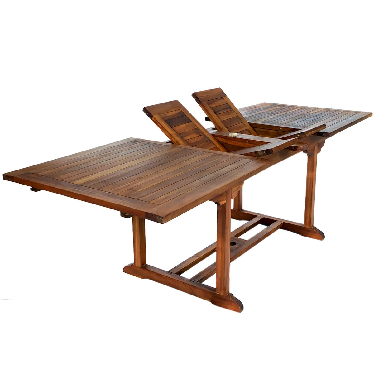 Teak Butterfly Leaf Extension Table, Extends 72", 83" & 95", Seats 8/10 People.