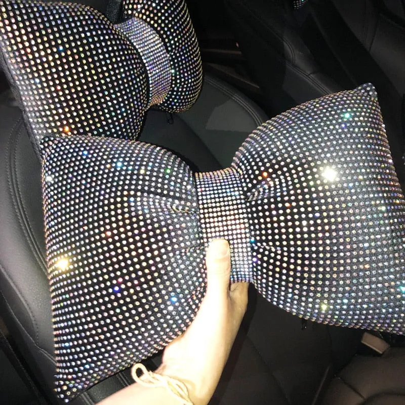 TEEK - Crystal Bowknot Car Support Cushions