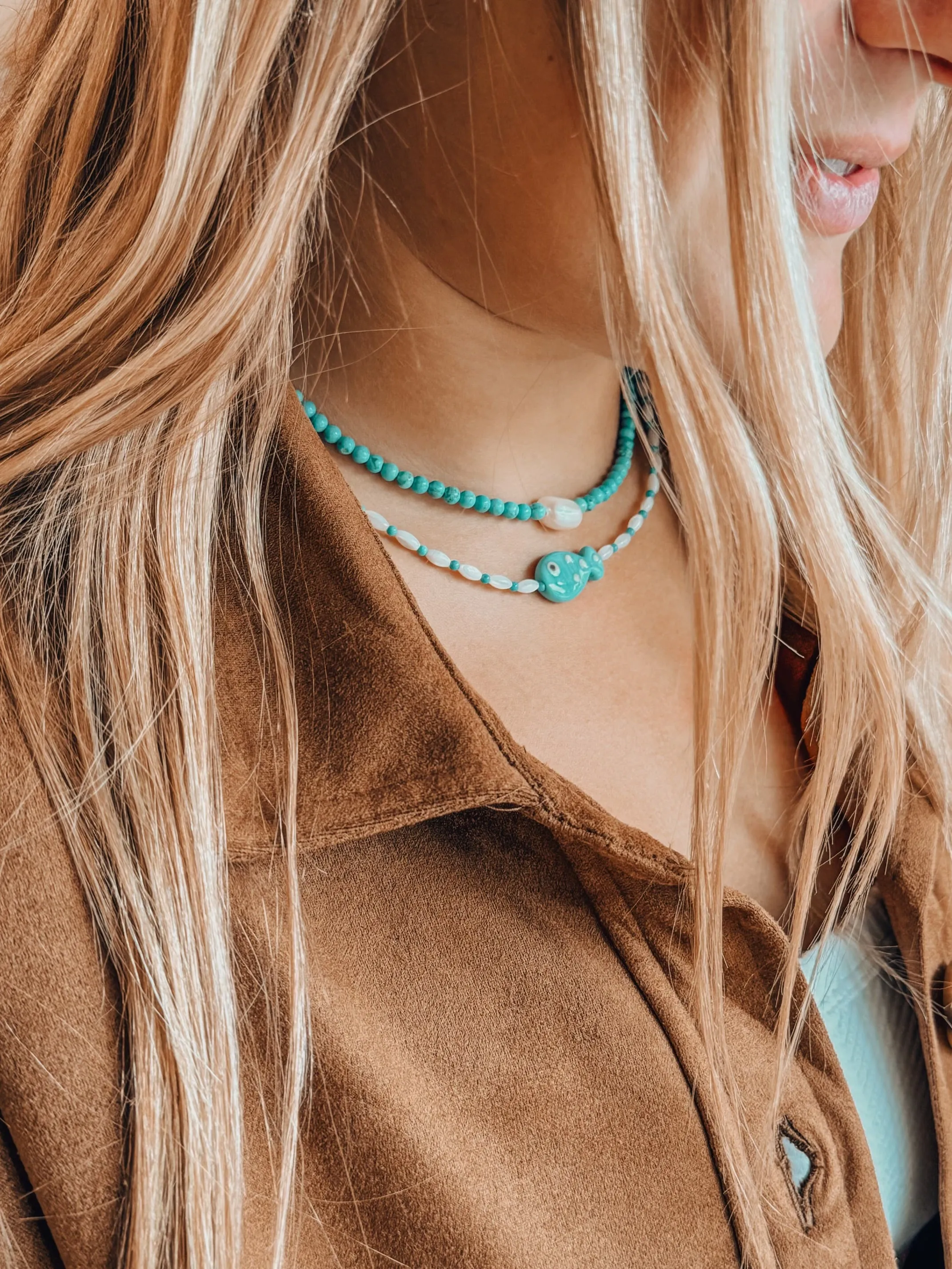 TURQUOISE/PEARL NECKLACE