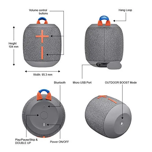 Ultimate Ears Wonderboom 2, Portable Wireless Bluetooth Speaker, Big Bass 360 Sound, Waterproof/Dustproof IP67, Floatable, 33-m (100-ft) Range - Deep Space