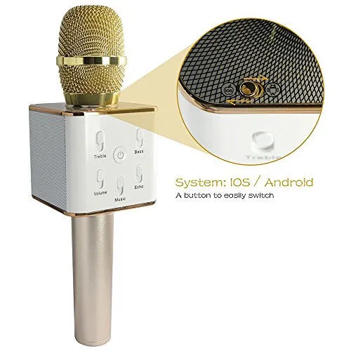 VIGICA Q7 Wireless Microphone Karaoke Player USB Condenser Microphone Bluetooth Hi Fi Speaker Sing for iPhone/...