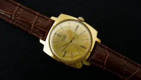 Vintage mechanical wristwatch Poljot gold dial shock-resist