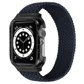 Weave Wrist Strap Watch Bands with Frame For Apple Watch Series 9&8&7 41mm / SE 3&SE 2&6&SE&5&4 40mm / 3&2&1 38mm, Length:145mm(Charcoal)