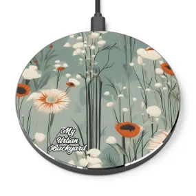 Winter Wildflowers, 10W Wireless Charger for iPhone, Android, Earbuds