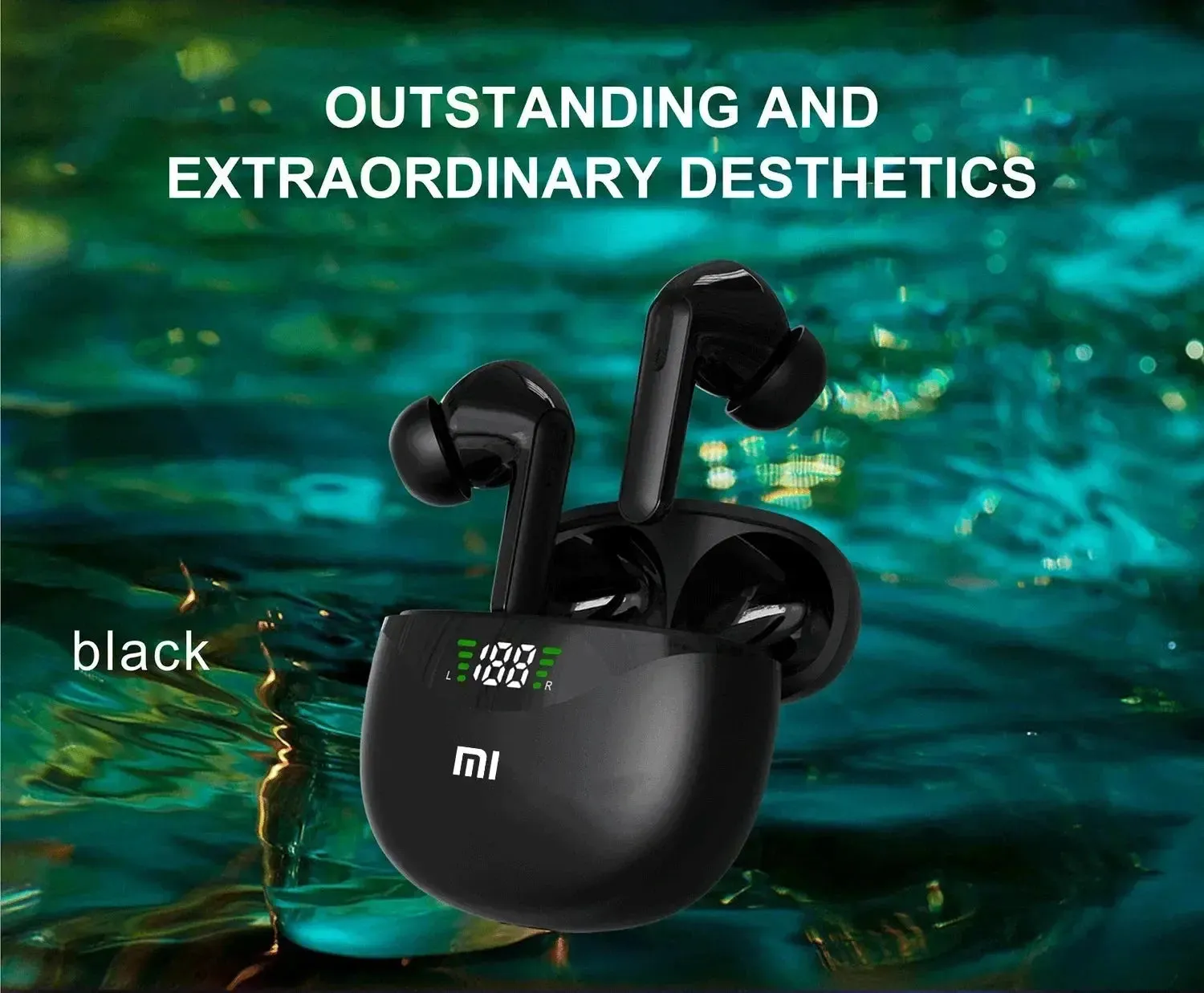 Xiaomi Bluetooth Headphone Wireless Earphones Sport Waterproof 9D Stereo Headsets With Mic LED Display Low Latency Earbuds