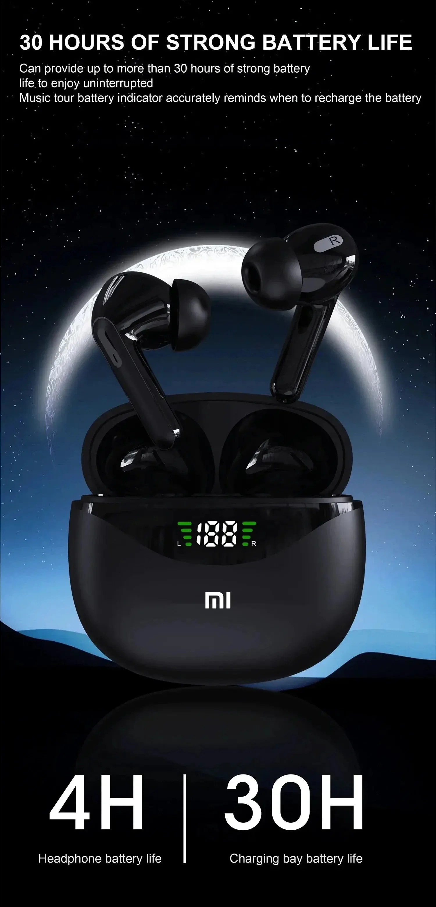 Xiaomi Bluetooth Headphone Wireless Earphones Sport Waterproof 9D Stereo Headsets With Mic LED Display Low Latency Earbuds