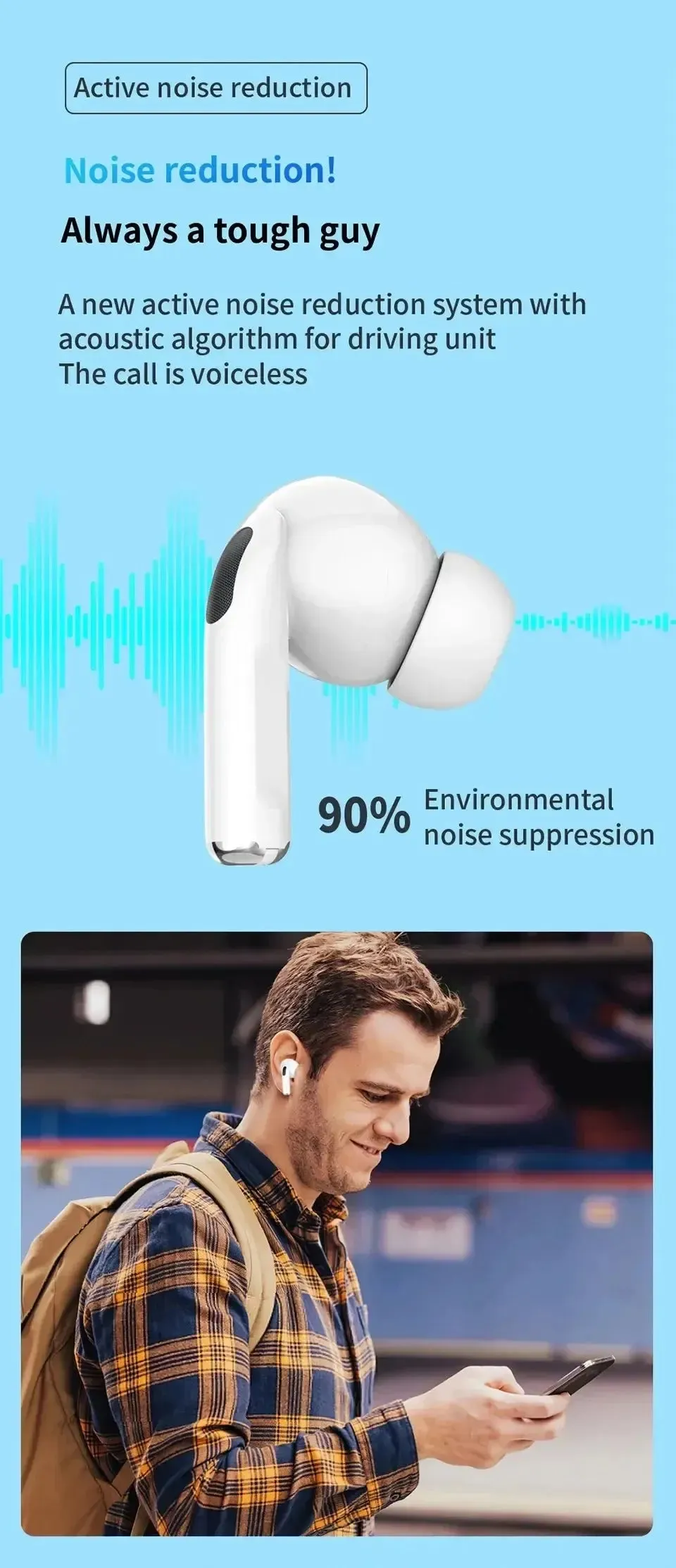 XIAOMI Wireless Bluetooth 5.3 Earphones ANC TWS Touch Control Active Noise Cancelling In Ear Buds Sport Earphones With Mic